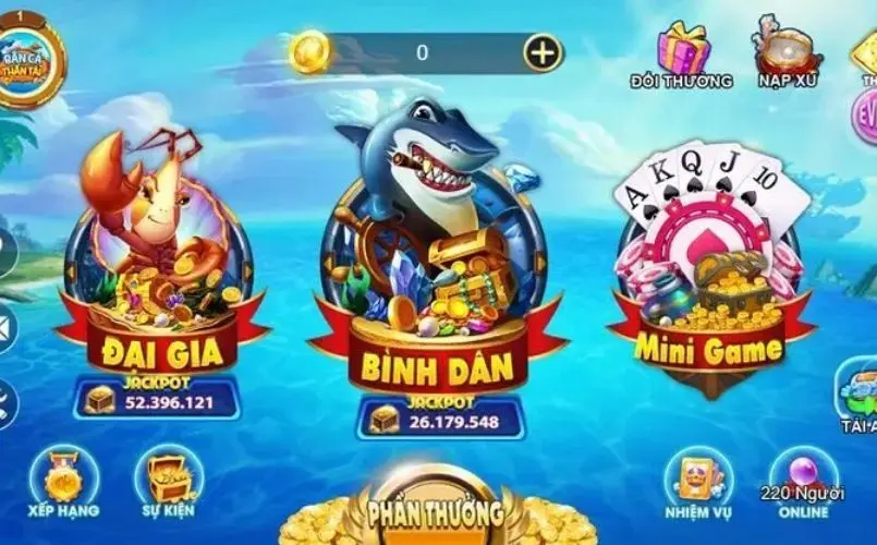 Các phòng chơi và mini game của Bắn Cá Thần Tài tại Bet69